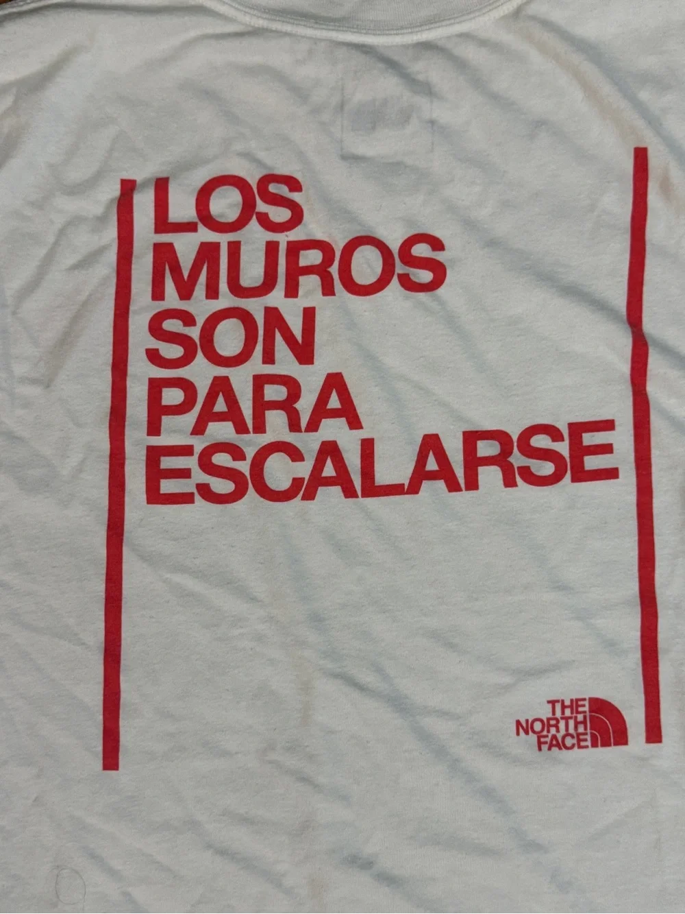The North Face White Short Sleeve Tee with Red Logo. Size Large